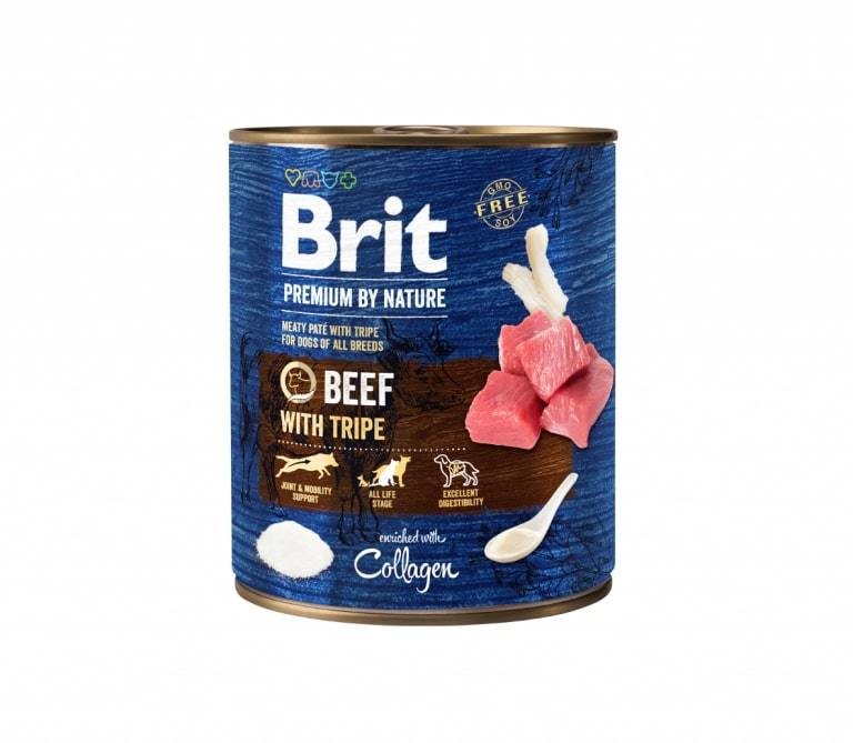 Konservuotas ėdalas šunims BRIT PREMIUM BY NATURE BEEF WITH TRIPES su jautiena, 800 g