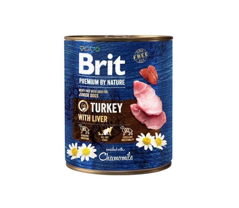 Konservuotas ėdalas šunims BRIT PREMIUM BY NATURE TURKEY WITH LIVER su kalakutiena, 800 g