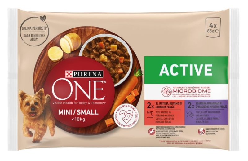 Konservuotas ėdalas šunims ONE Mini Active, 4 x 85 g