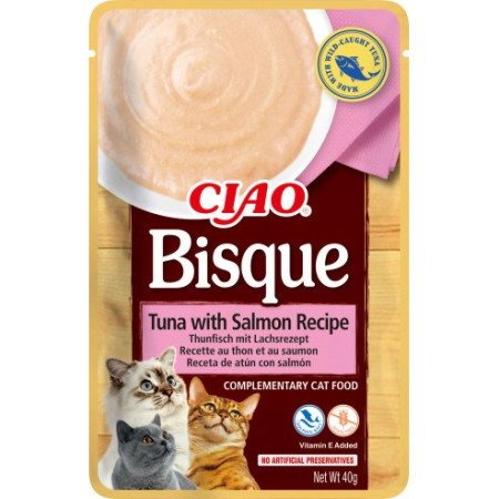 Konservuotas kačių ėdalas Bisque, sriuba, su tunu ir lašiša, 40 g