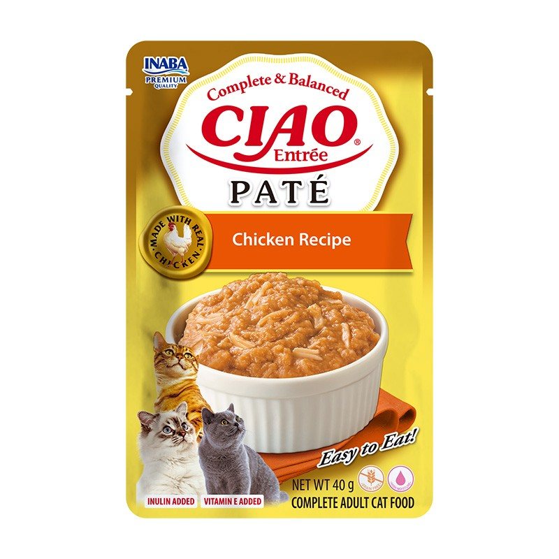 Konservuotas kačių ėdalas CIAO Pate, su vištiena, 40 g