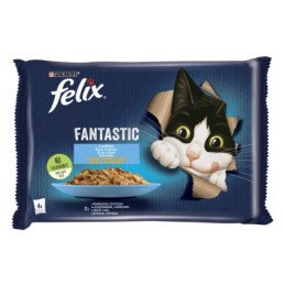 Konservuotas kačių ėdalas FELIX Fantastic žuvies sk., 4 x 85 g