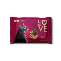 Konservuotas kačių ėdalas MY LOVE su vištiena, 4 x 85 g