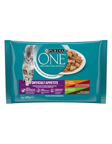 Konservuotas kačių ėdalas ONE Difficult Appetite, su vištiena, 4 x 85 g