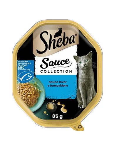 Konservuotas kačių ėdalas SHEBA Tray, su tunu, 85 g