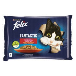 Konservuotas kačių ėdalas su padažu FELIX FANTASTIC, 4 x 85 g