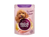 Konservuotas pašaras suaugusiems šunims juostelės su kalakutiena DELICKCIOUS, 85 g