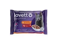 Konservuotas suaugusių kačių ėdalas drebučiuose LOVETT su jautiena, vištiena, 400 g