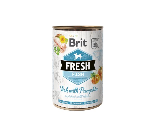 Konservuotas šunų ėdalas Brit Fresh Fish&Pumpkin, 400 g