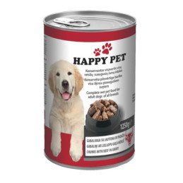 Konservuotas šunų ėdalas HAPPY PET su jautiena, 1.25 kg