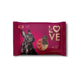 Konservuotas šunų ėdalas MY LOVE su jautiena, 4 x 100 g