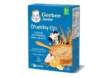 Košė GERBER Cunchy bites, 8 grūdų, įvairių vaisių skonio, 200 g