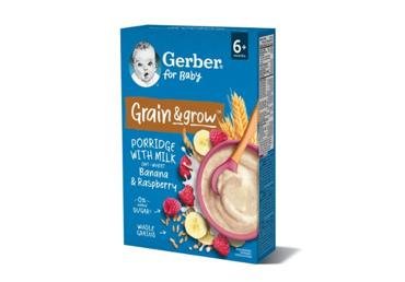 Košė GERBER Grain & Grow, avižinė, bananų ir aviečių skonio, 200 g