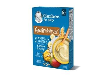 Košė GERBER Grain & Grow, avižinė, bananų ir mango skonio, 200 g