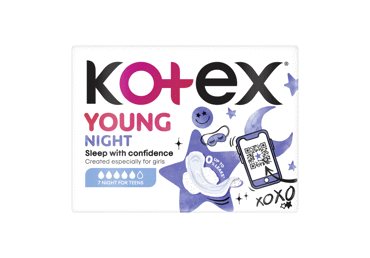 KOTEX YOUNG NIGHT Higieniniai paketai, 7 vnt