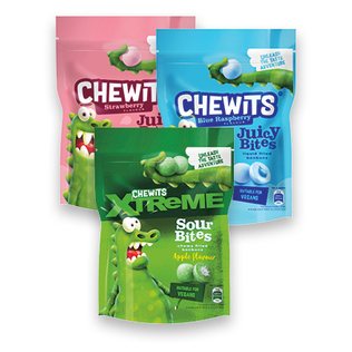 Kramt. saldainiai CHEWITS BITES, 3 rūšių, 115 g