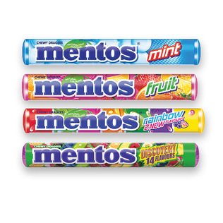 Kramtomieji saldainiai MENTOS (4 rūšių), 38 g, 37.5 g