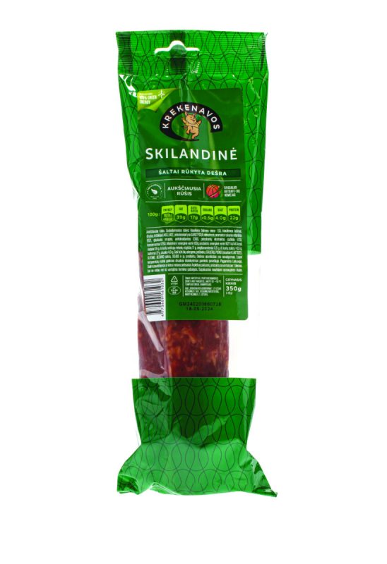 KREKENAVOS šaltai rūkyta skilandinė dešra, Aukščiausia Rūšis, 350 g