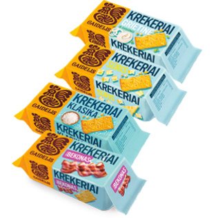 Krekeriai GAIDELIS (4 rūšių), 72 g, 70 g