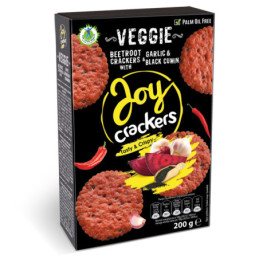 Krekeriai JOY su burokėliais, česnaku ir kmynais, 200 g