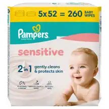 Kūdikių servetėlės PAMPERS SENSITIVE, 5 x 52 vnt