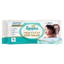 Kūdikių servetėlės PAMPERS AQUA SOFT, 60 vnt