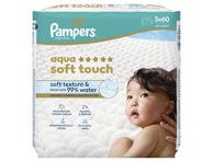 Kūdikių servetėlės PAMPERS Aqua Soft Touch, 3 x 60 vnt