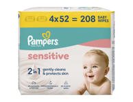 Kūdikių servetėlės PAMPERS Sensitive, Plastic Free, 4 x 52 vnt