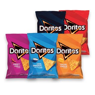 Kukurūzų traškučiai DORITOS, 6 rūšių, 90 g