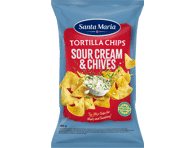 Kukurūzų traškučiai SANTA MARIA, grietinės ir česnakų skonio, 185 g