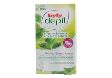 Kūno depiliavimo juostelės BYLY DEPIL MINT & GREEN TEA, 20 vnt