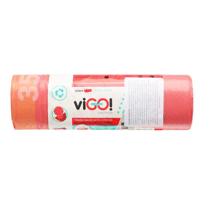 Kvepiantys šiukšlių maišai viGO! 4 SEASONS ORIGINAL Užtraukiami, 35 l, 15 vnt