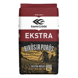Kvietiniai miltai 405D EKSTRA KAUNO GRŪDAI, 0.9 kg