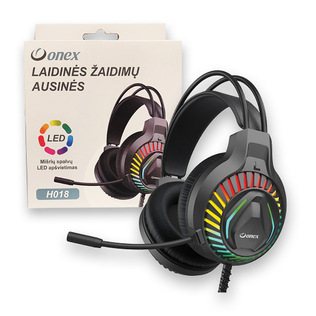 Laidinės žaidimų ausinės USB+ ONEX, art. H018, 1 vnt., 3.5 mm