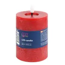 LED žvakė COZY HOME, raud., AW26, 10 cm