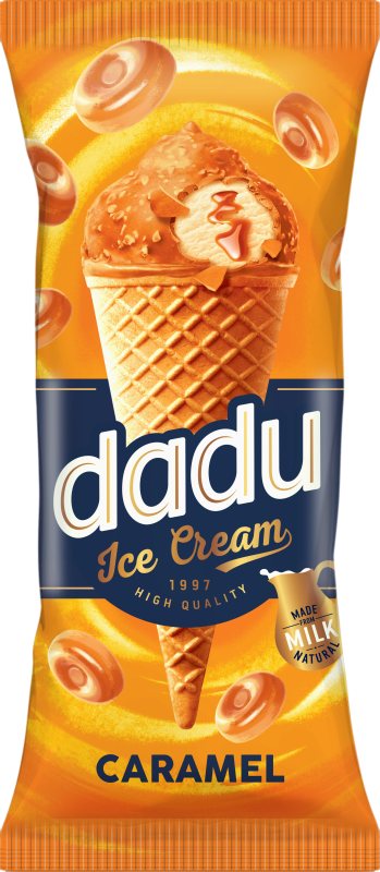 Ledai DADU vafliniame ragelyje, karam. sk. su karam. glaistu ir vafl. traškučiais, 150 ml