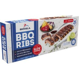 Lėtai virti kiaulienos šonkauliai BIOVELA, BBQ padaže, 500 g