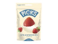 Liofilizuotos braškės PICKS su jogurtiniu glaistu, 90 g