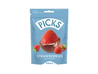 Liofilizuotos braškės PICKS su pieniniu glaistu, 90 g