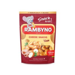 Lydytas rūkytas sūrio užkandis RAMBYNO su kumpiu, 45%r., 75 g
