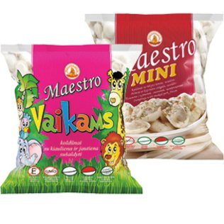 Šaldyti koldūnai su mėsos įdaru MAESTRO MINI arba MAESTRO VAIKAMS, 400 g