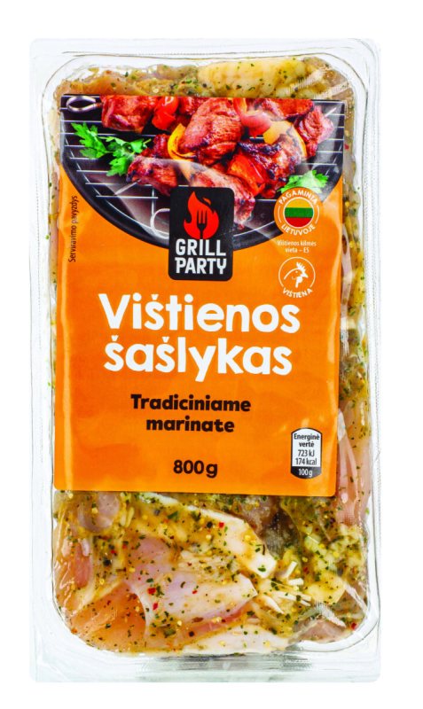 Marinuotas vištienos šašlykas tradiciniame marinate GRILL PARTY, 800 g