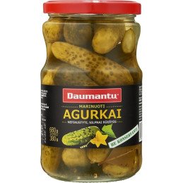 Marinuoti agurkai DAUMANTŲ, nepjaustyti,silpnai rūgštūs, 680 g