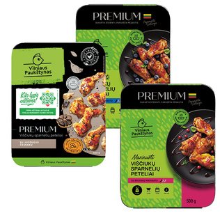 Marinuoti viščiukų sparnelių peteliai PREMIUM (3 rūšių), 500 g