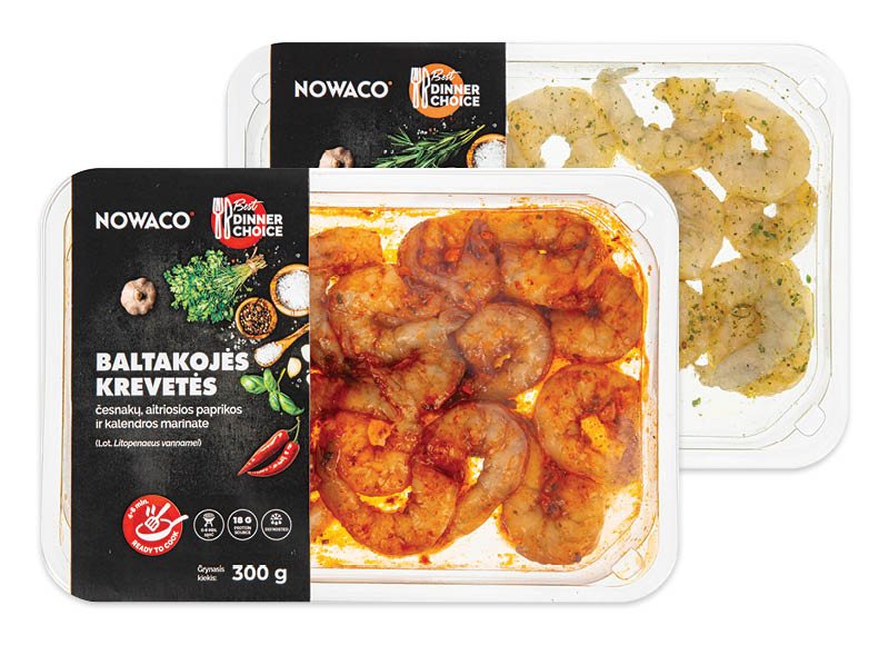 Marinuotos baltakojės blyškiosios krevetės NOWACO, 300 g