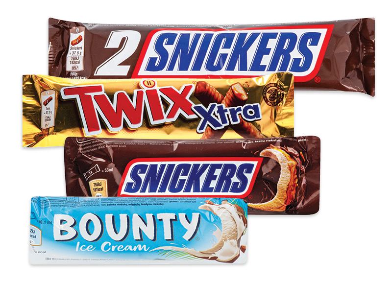 Mažas batonėlis SNICKERS, TWIX, BOUNTY, MARS, 57 g