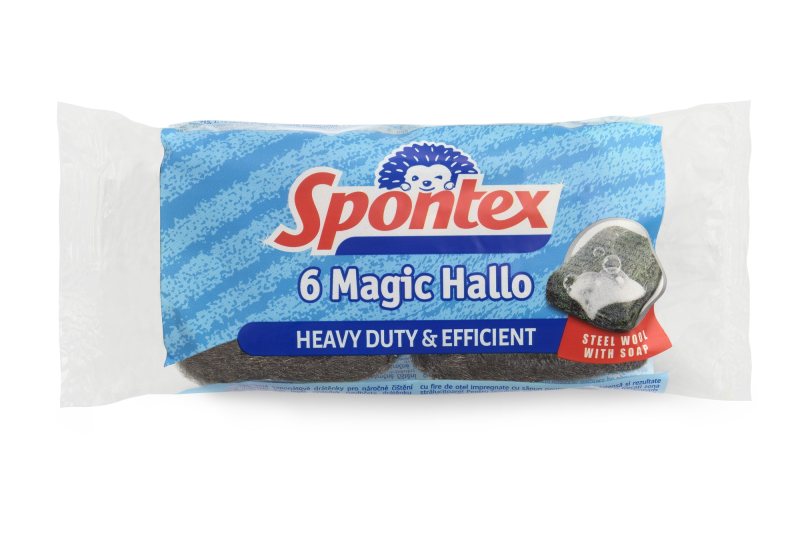 Metaliniai šveistukai su muilu SPONTEX HALLO, 6 vnt