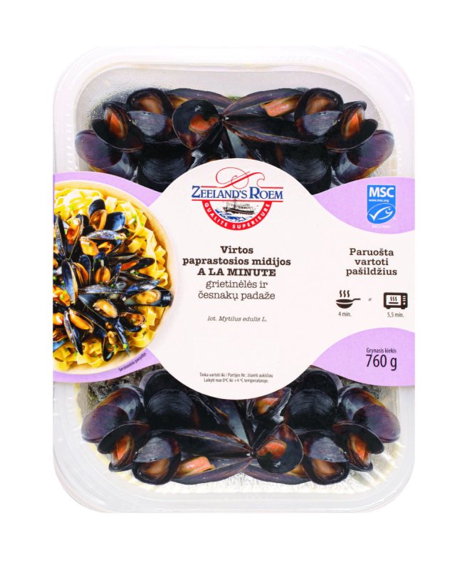 Midijos grietinės-česnakų padaže pasterizuotos, 760 g