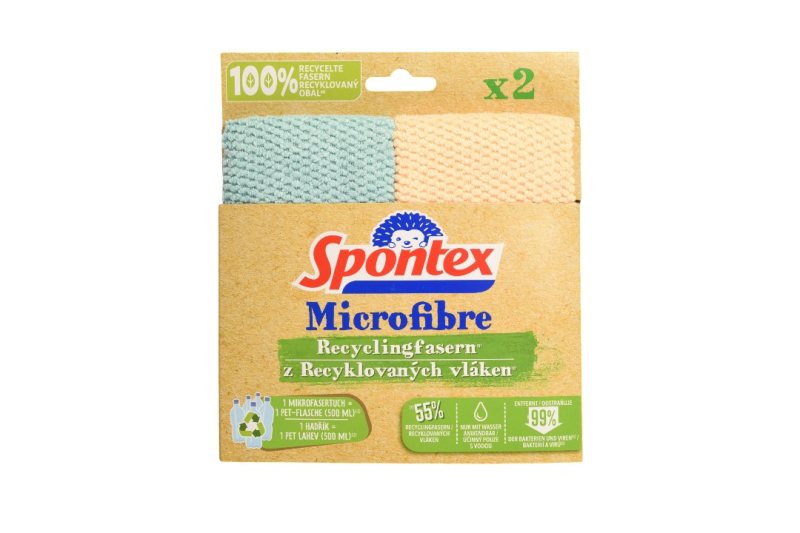 Mikropluošto šluostės iš 55 % perdirbto puošto SPONTEX, 2 vnt