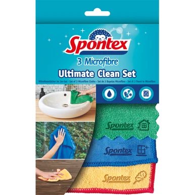 Mikropluošto šluostės SPONTEX Ultimate Clean Set, 3 vnt